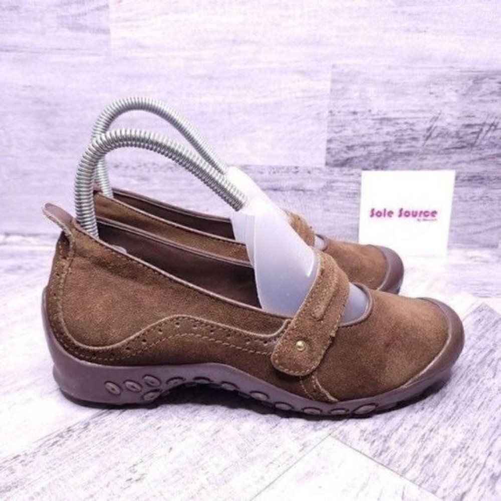 Mary Jane Suede Comfort Sport Wedge Loafer Brown Women's sz 6